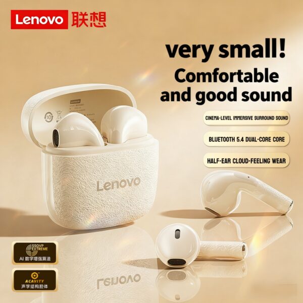 Lenovo IdeaPods EA166 2025 New Model - True Wireless Semi-In-Ear Bluetooth Headphones with High-Fidelity Sound, Extended Battery Life, Ultra-Compact Design (Unisex)