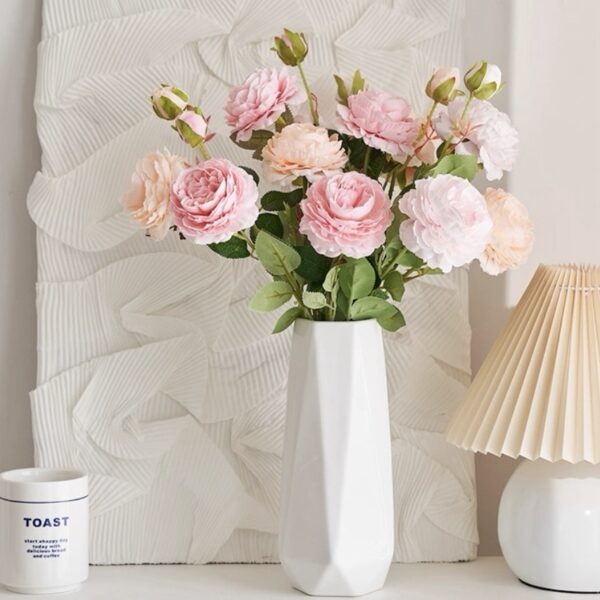 Artificial Peony Silk Flowers, Preserved Roses Bouquet - Dining Table Centerpiece & Living Room Decor