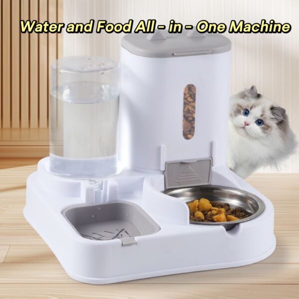 Neck-Protecting 2-in-1 Double Bowl (for Cat Food, Dog Food, and Water) + Automatic Feeder & Automatic Water Dispenser – Pet Supplies