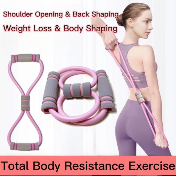 Figure-8 Resistance Band for Women - Home Fitness & Yoga Accessory for Shoulder/Abdomen/Core Training, Body Shaping, Weight Loss & Fat Burning